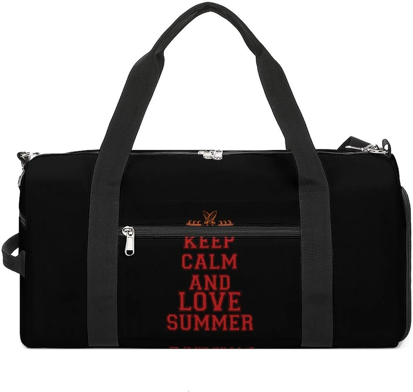 Keep Calm And Love Summer Travel Gym Bag Sport Workout Duffel Bags with Compartments And Side Pocket