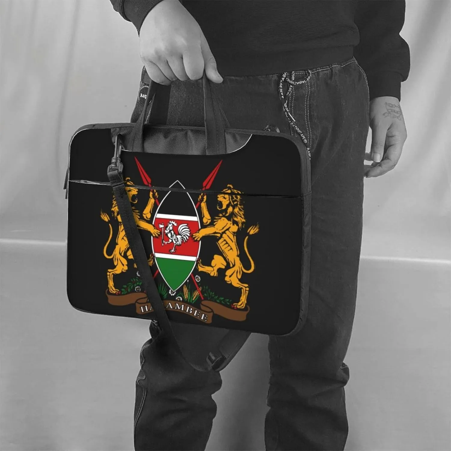 Kenya Coat of Arms 3D Pattern Laptop Bag Shoulder Bag Computer Notebook Briefcase Messenger Bag