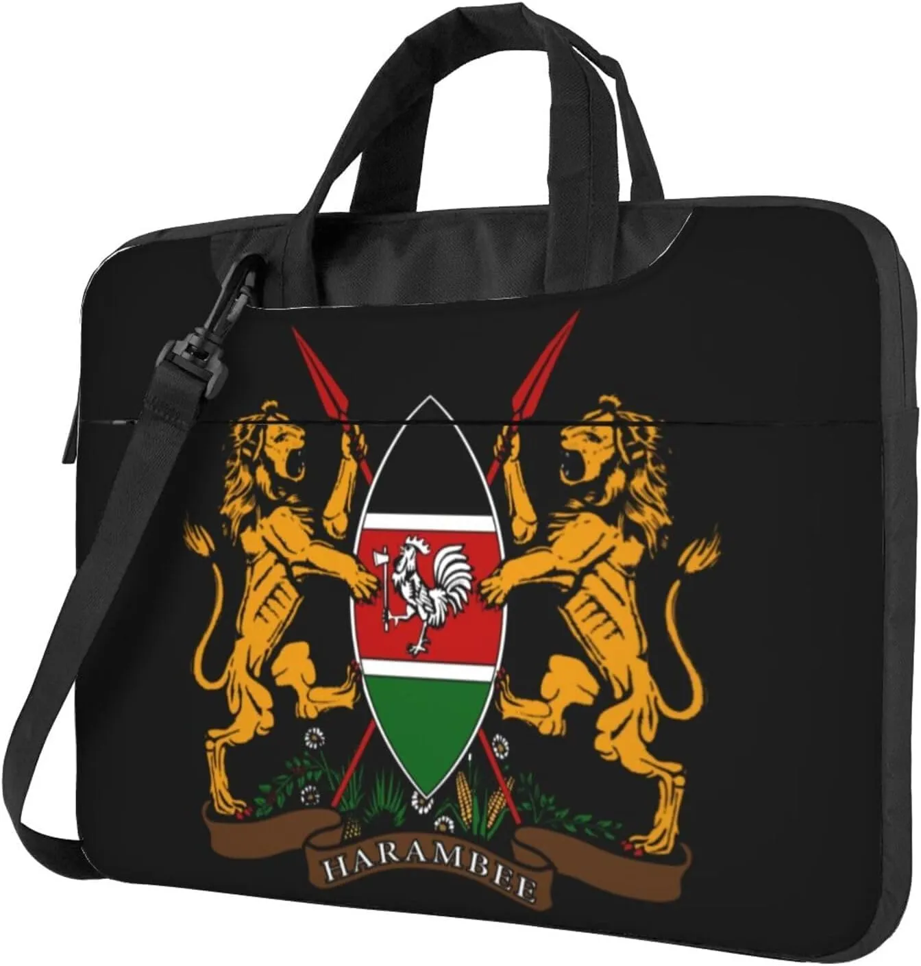 Kenya Coat of Arms 3D Pattern Laptop Bag Shoulder Bag Computer Notebook Briefcase Messenger Bag