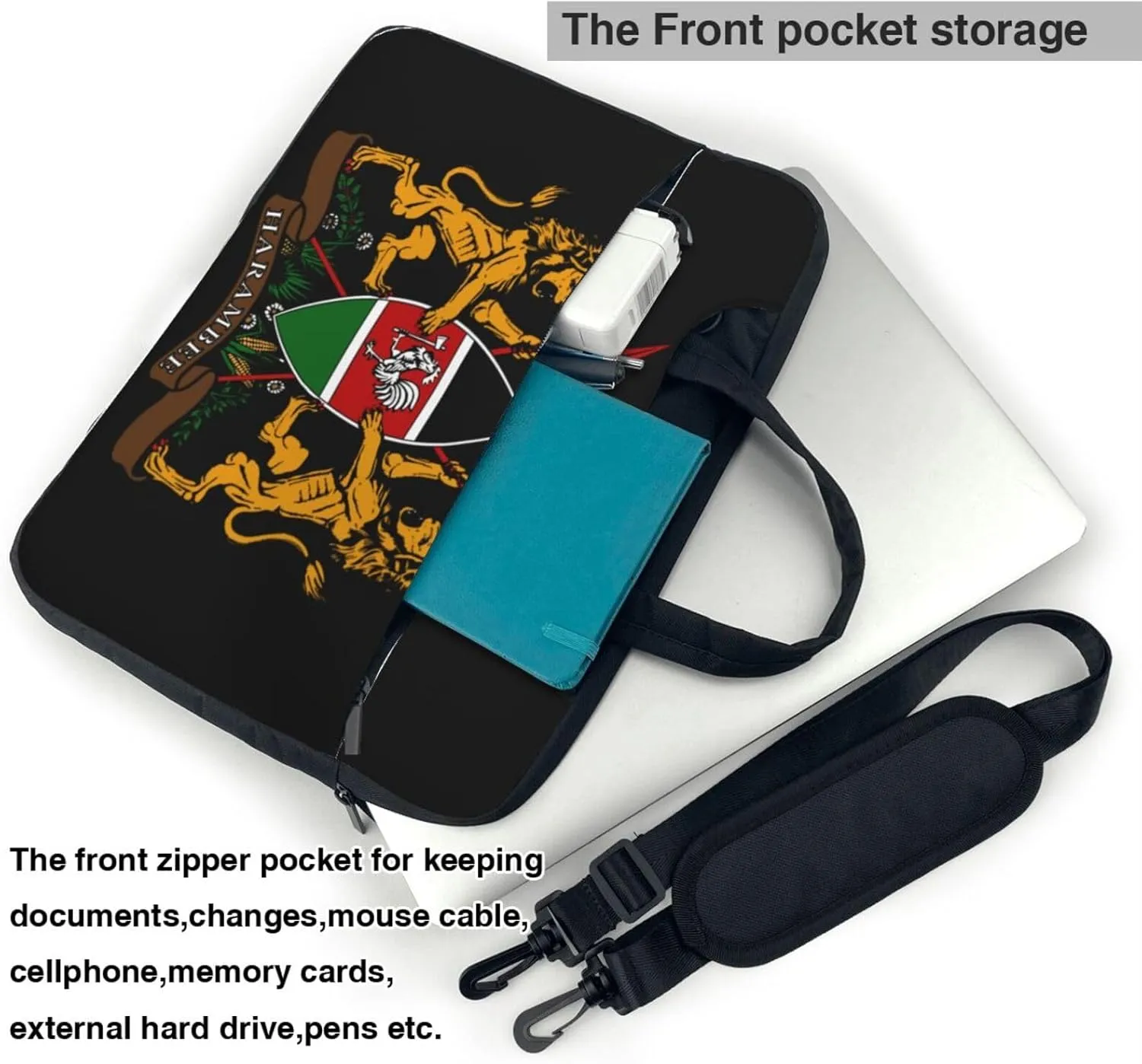 Kenya Coat of Arms 3D Pattern Laptop Bag Shoulder Bag Computer Notebook Briefcase Messenger Bag