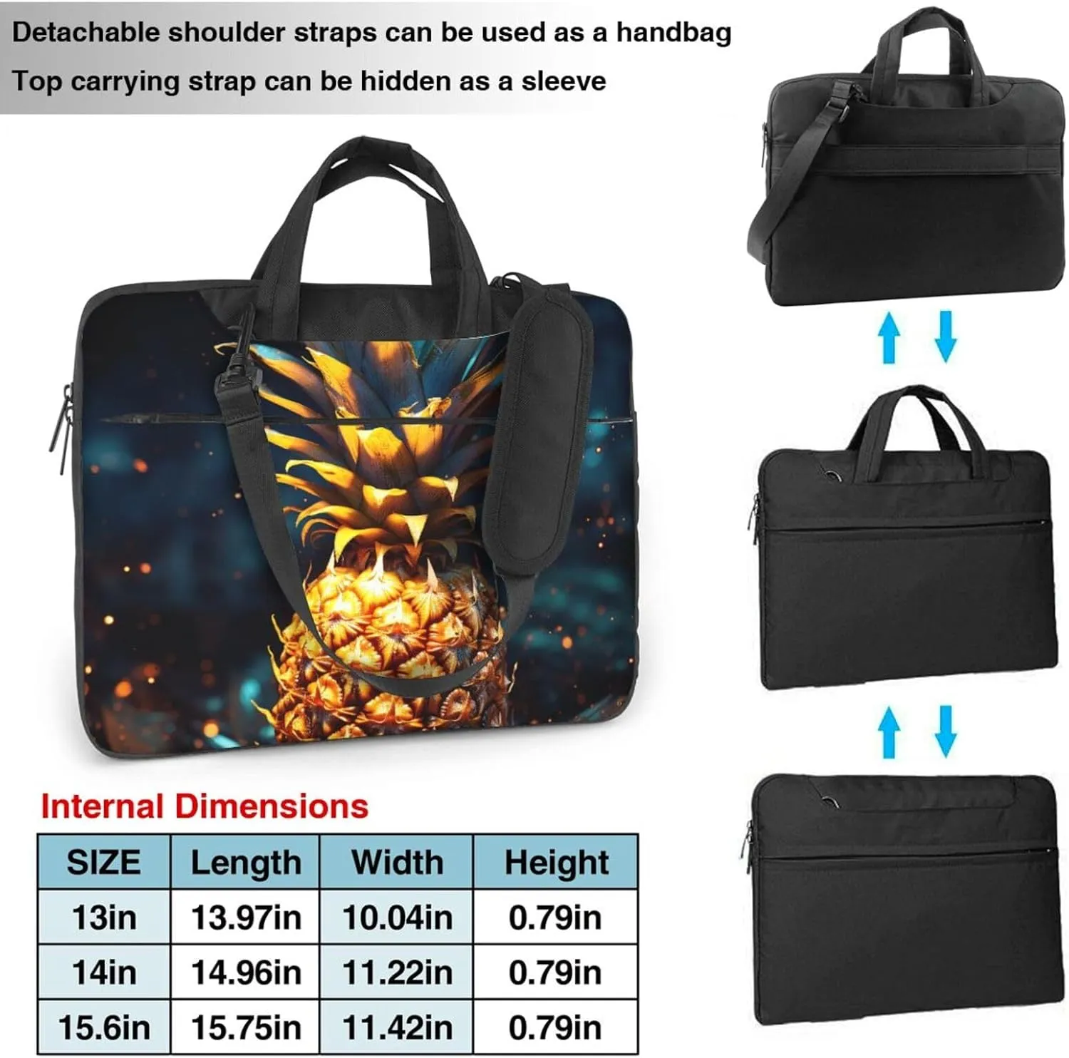 KHiry Laptop Shoulder Bag Laptop Bag Computer Bag Flickering Pineapple Messenger Bag for Unisex
