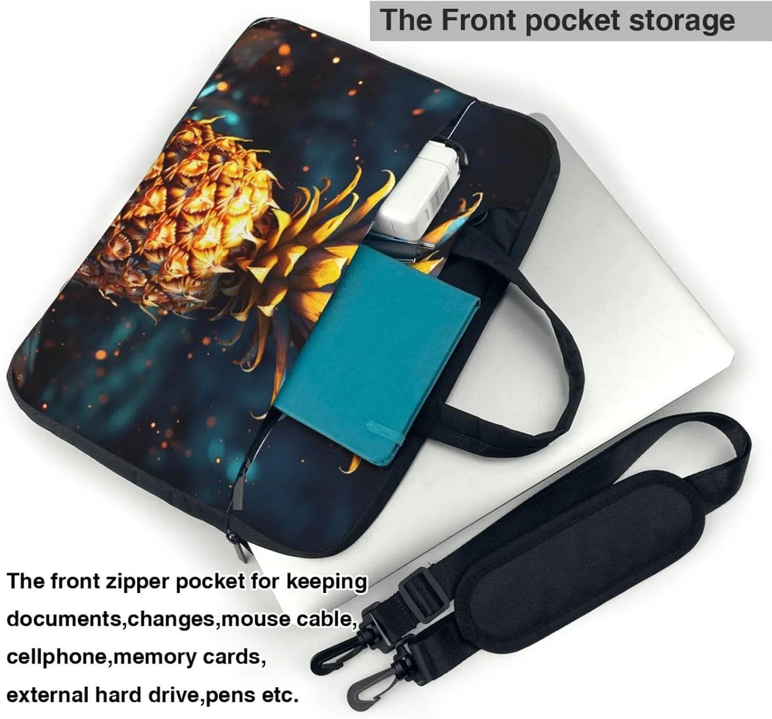 KHiry Laptop Shoulder Bag Laptop Bag Computer Bag Flickering Pineapple Messenger Bag for Unisex