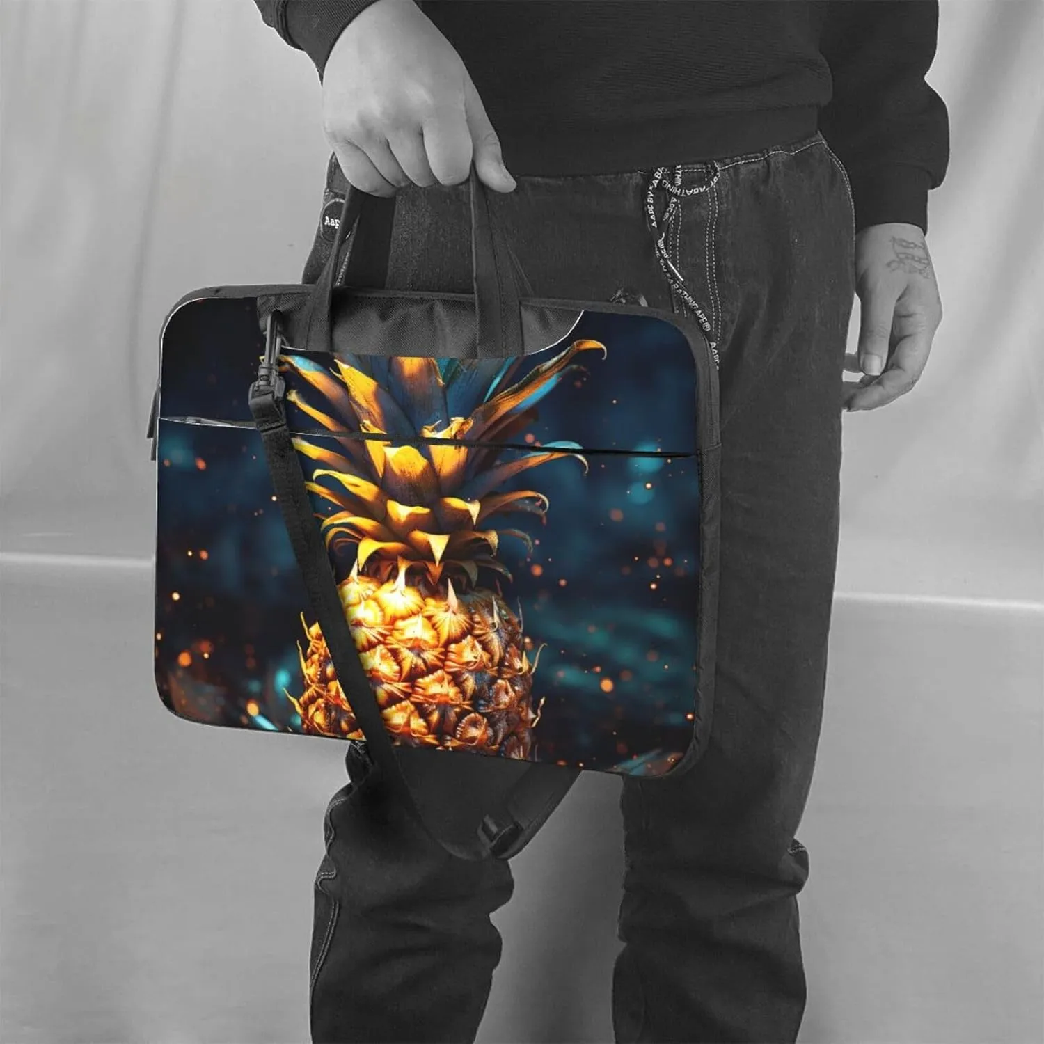 KHiry Laptop Shoulder Bag Laptop Bag Computer Bag Flickering Pineapple Messenger Bag for Unisex