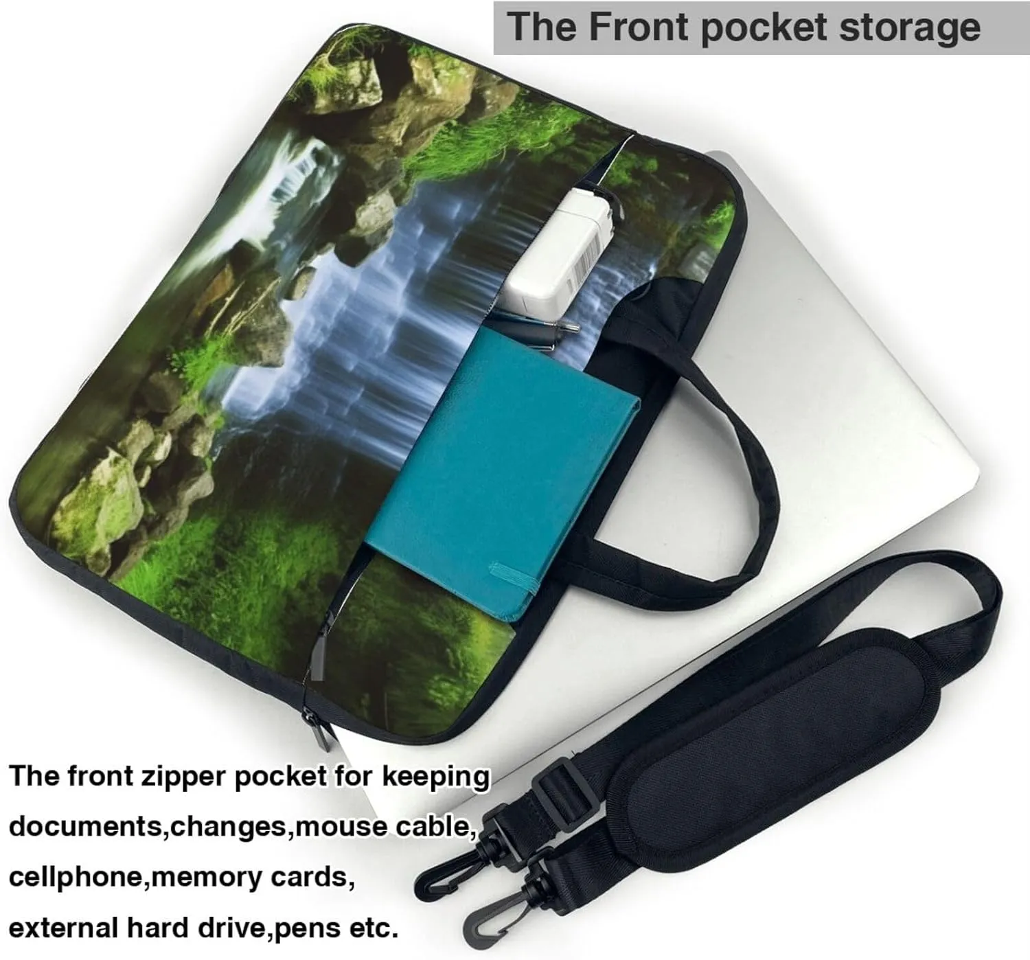 KHiry Laptop Shoulder Bag Laptop Bag Computer Bag Waterfall Flowing Down Messenger Bag for Unisex