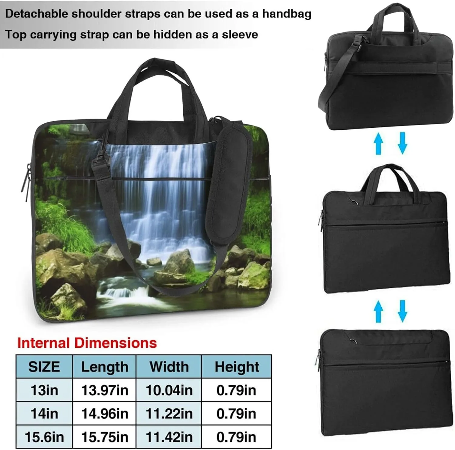 KHiry Laptop Shoulder Bag Laptop Bag Computer Bag Waterfall Flowing Down Messenger Bag for Unisex