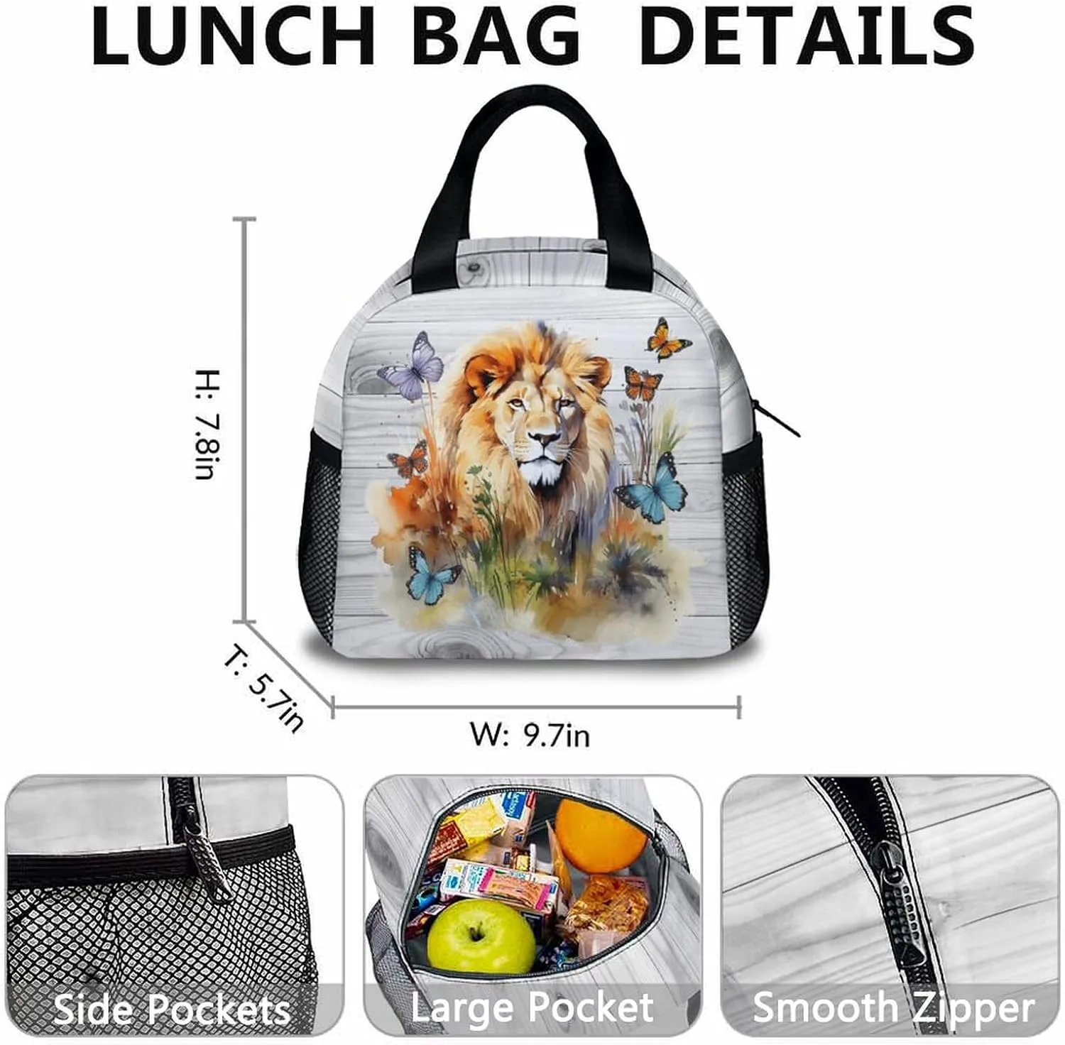 Kids Backpack with Lunch Box Set of 3, Lion Theme School Backpacks Matching Combo for Boys, Girls, Lion School Bag and Pencil Case Bundle Gifts for Teens