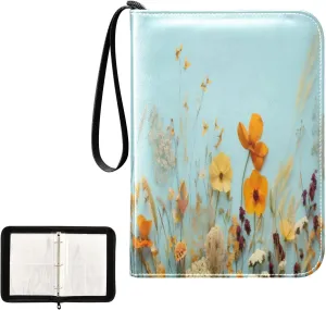 Kigai Colorful Flowers Card Binder 4-Pocket Trading Card Binder Game Card Collection Binder Album Holder with 50 Removable Sleeves Up to 400 Sports Cards