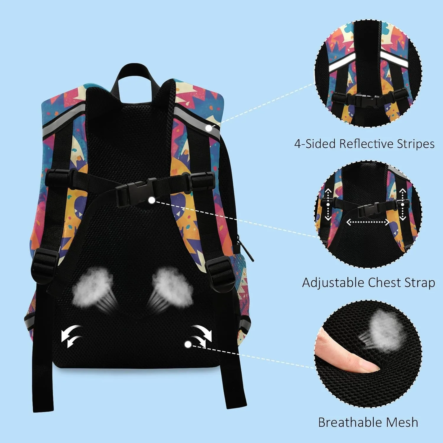 KLL Elementary Backpack for Girls Cute Water Resistant School Bag Travel Outdoor Daypack, Dino Pattern