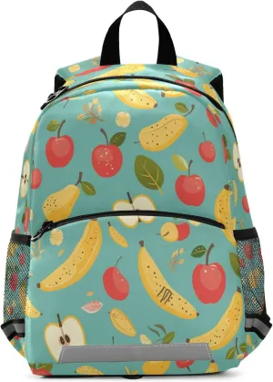 KLL Kindergarten Preschool Backpack Cute Lightweight Bookbag Travel Daypack, Cute Fruits Bananas Apples Pears Scandinavian