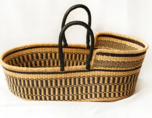 KOBI Handwoven Moses Basket with Leather Handles