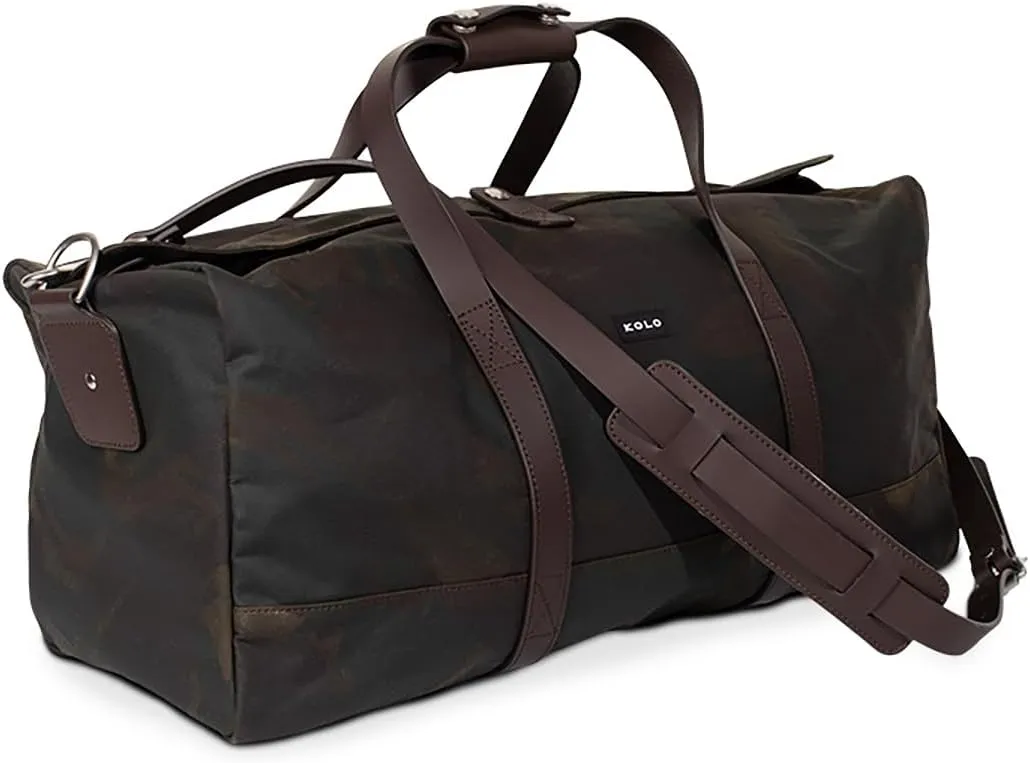 Kolo Eton Weekender Duffel Bag, Adjustable Shoulder Strap, Organic Wax Cotton Canvas, Camo