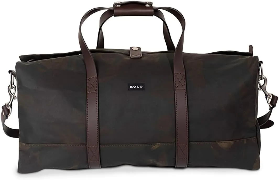 Kolo Eton Weekender Duffel Bag, Adjustable Shoulder Strap, Organic Wax Cotton Canvas, Camo