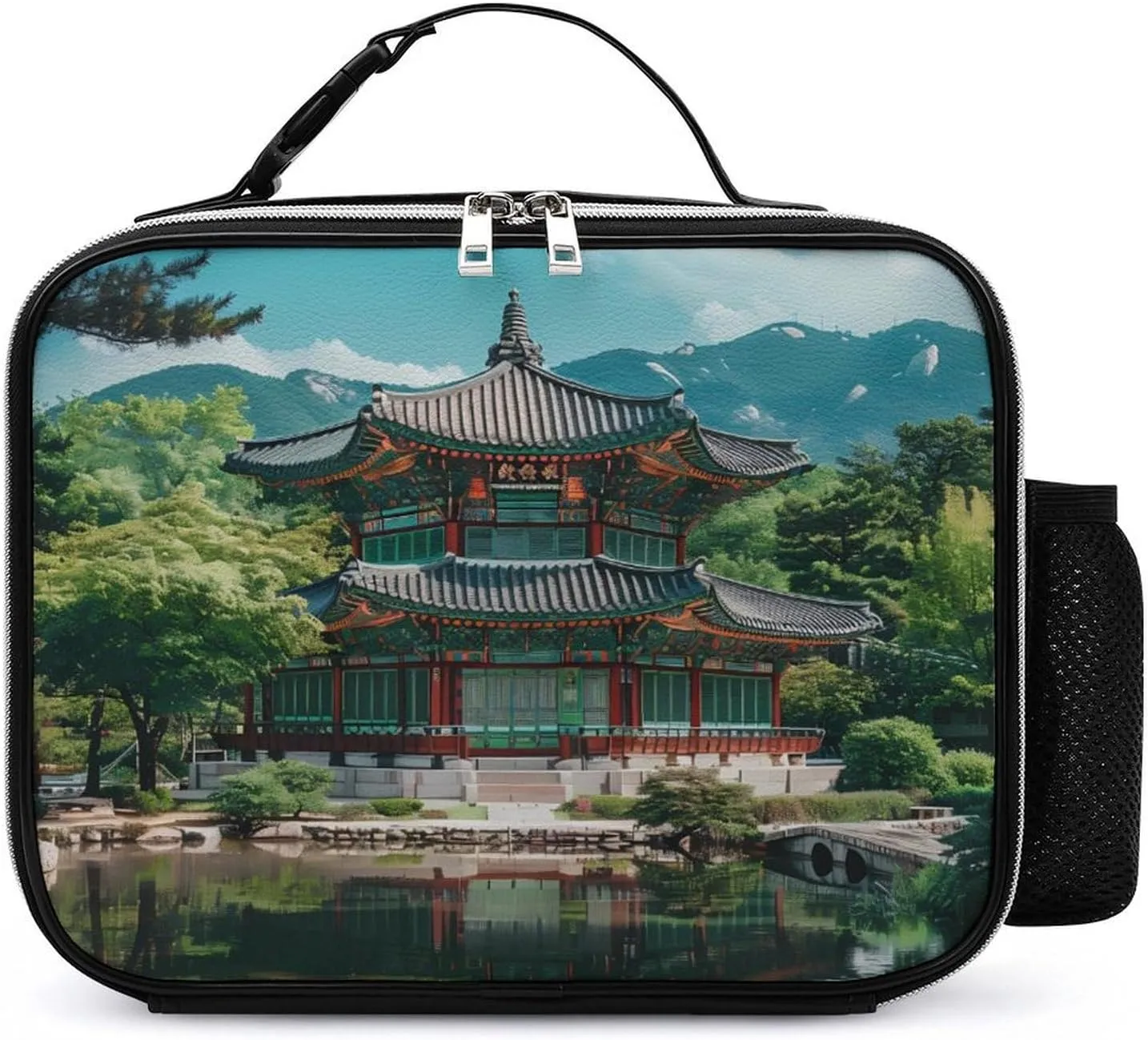 Korean Architecture Palace of Koreas Insulated Lunch Box Reusable Lunch Bag Lunch Tote Bag for Travel Work Picnic