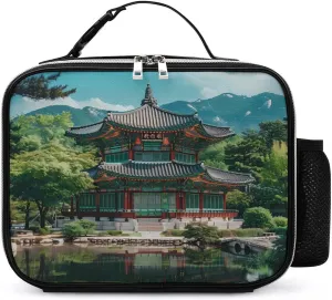 Korean Architecture Palace of Koreas Insulated Lunch Box Reusable Lunch Bag Lunch Tote Bag for Travel Work Picnic