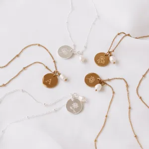 Kresta - Stainless Steel Engraved Pearl Necklace