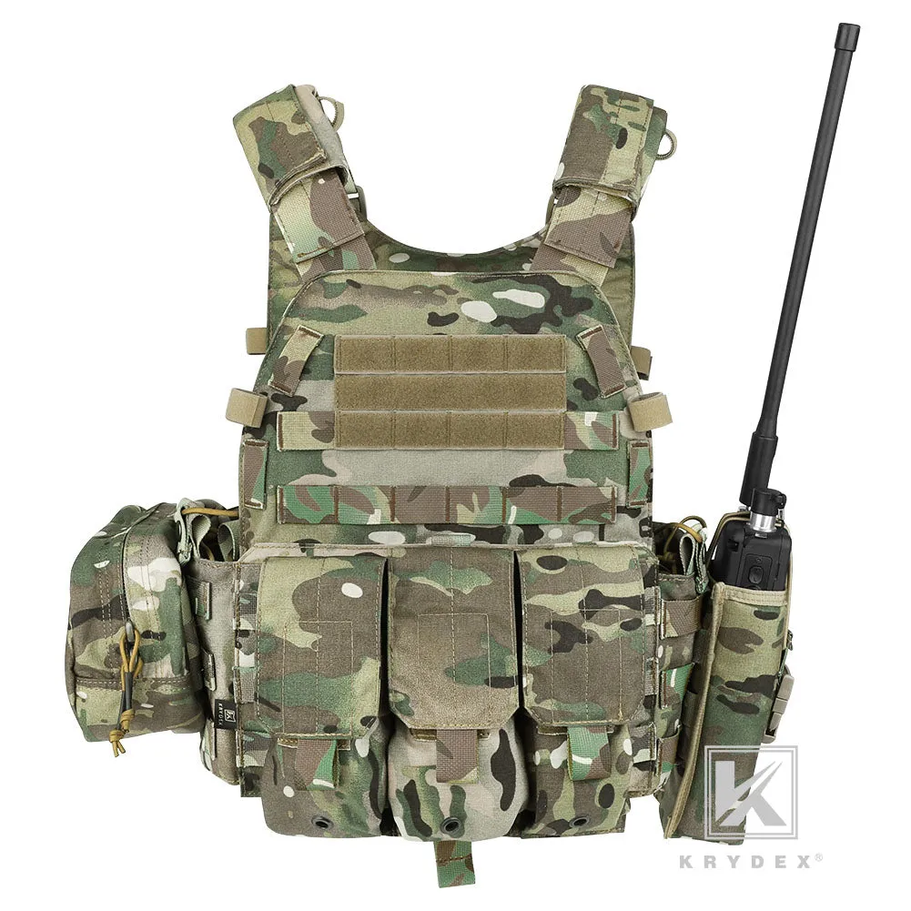 KRYDEX LBT-6094A Plate Carrier Molle Tactical Body Armor Combat Vest With Triple Magazine Pouch & Radio Pouch & General Purpose Utility Pouches