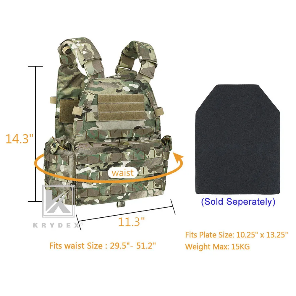 KRYDEX LBT-6094A Plate Carrier Molle Tactical Body Armor Combat Vest With Triple Magazine Pouch & Radio Pouch & General Purpose Utility Pouches