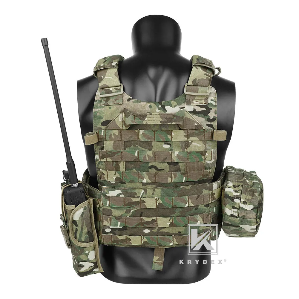 KRYDEX LBT-6094A Plate Carrier Molle Tactical Body Armor Combat Vest With Triple Magazine Pouch & Radio Pouch & General Purpose Utility Pouches