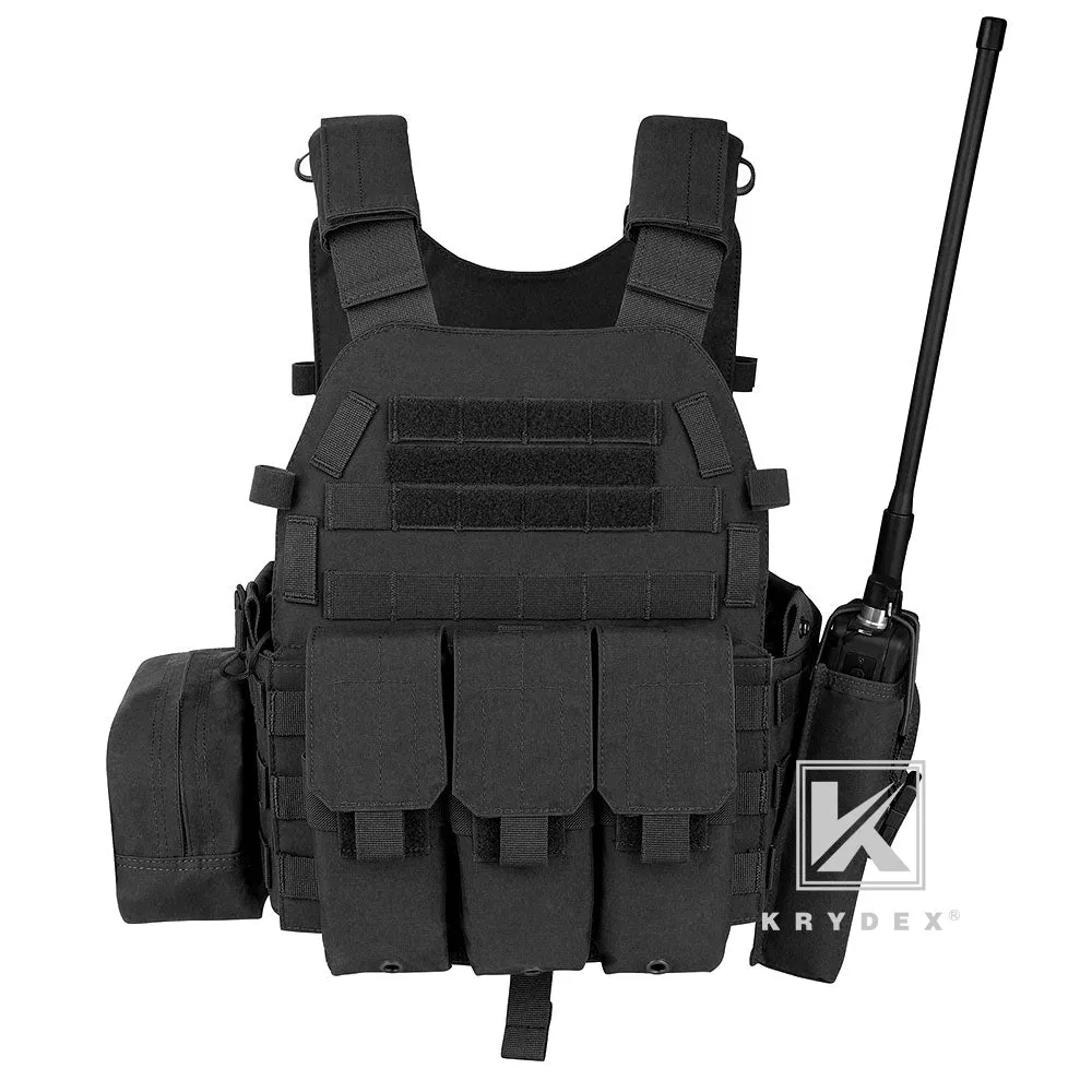 KRYDEX LBT-6094A Plate Carrier Molle Tactical Body Armor Combat Vest With Triple Magazine Pouch & Radio Pouch & General Purpose Utility Pouches