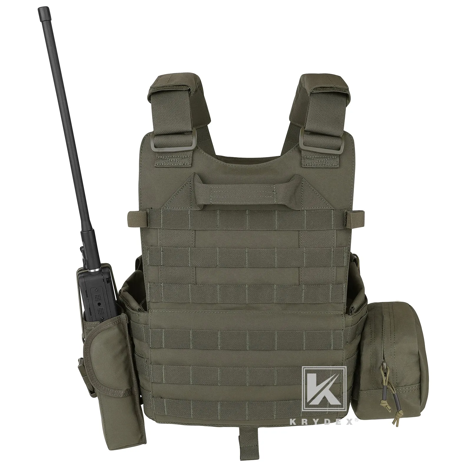 KRYDEX LBT-6094A Plate Carrier Molle Tactical Body Armor Combat Vest With Triple Magazine Pouch & Radio Pouch & General Purpose Utility Pouches