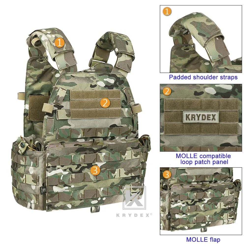 KRYDEX LBT-6094A Plate Carrier Molle Tactical Body Armor Combat Vest With Triple Magazine Pouch & Radio Pouch & General Purpose Utility Pouches