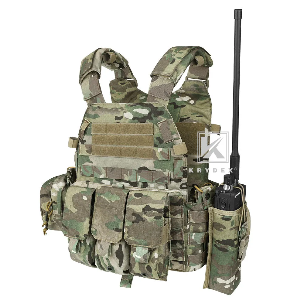 KRYDEX LBT-6094A Plate Carrier Molle Tactical Body Armor Combat Vest With Triple Magazine Pouch & Radio Pouch & General Purpose Utility Pouches