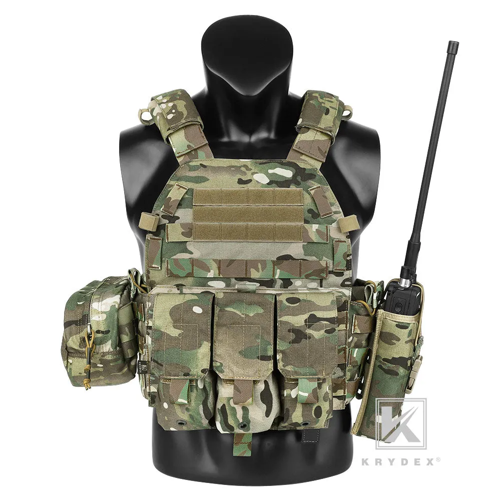 KRYDEX LBT-6094A Plate Carrier Molle Tactical Body Armor Combat Vest With Triple Magazine Pouch & Radio Pouch & General Purpose Utility Pouches