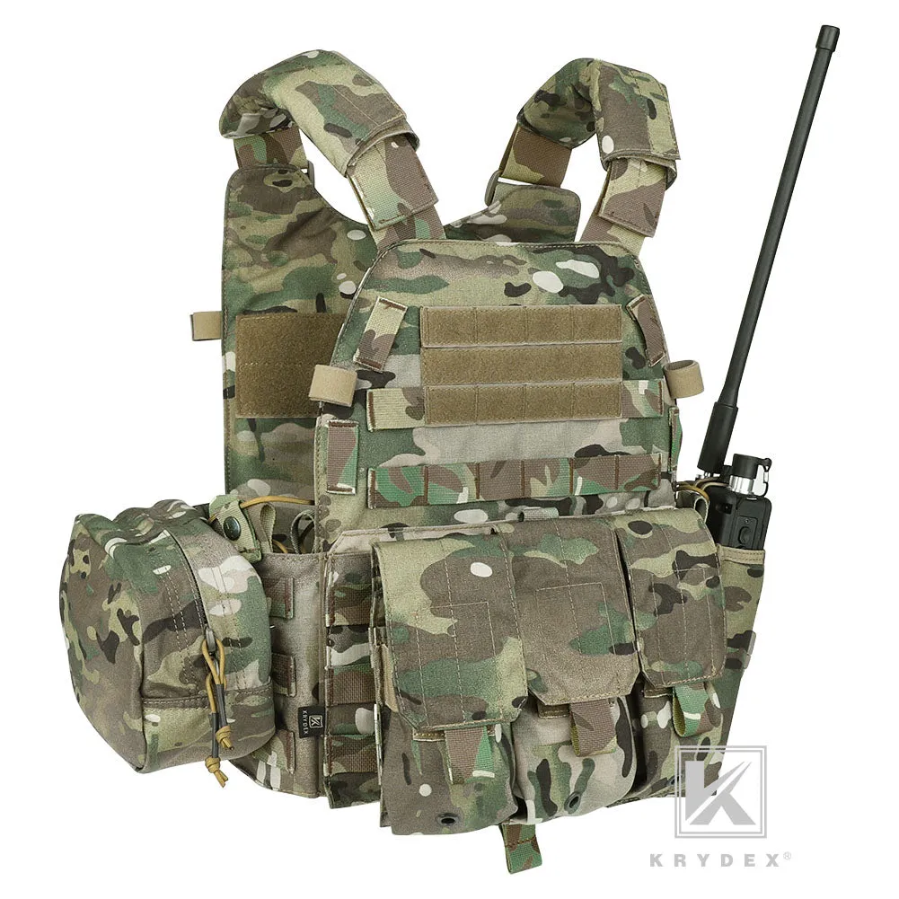 KRYDEX LBT-6094A Plate Carrier Molle Tactical Body Armor Combat Vest With Triple Magazine Pouch & Radio Pouch & General Purpose Utility Pouches