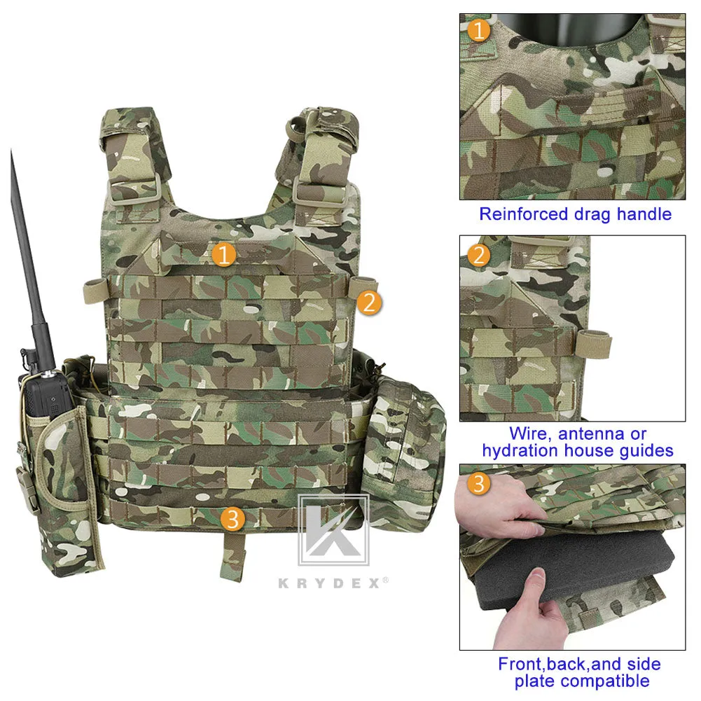 KRYDEX LBT-6094A Plate Carrier Molle Tactical Body Armor Combat Vest With Triple Magazine Pouch & Radio Pouch & General Purpose Utility Pouches