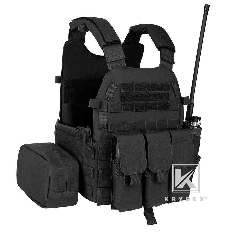 KRYDEX LBT-6094A Plate Carrier Molle Tactical Body Armor Combat Vest With Triple Magazine Pouch & Radio Pouch & General Purpose Utility Pouches