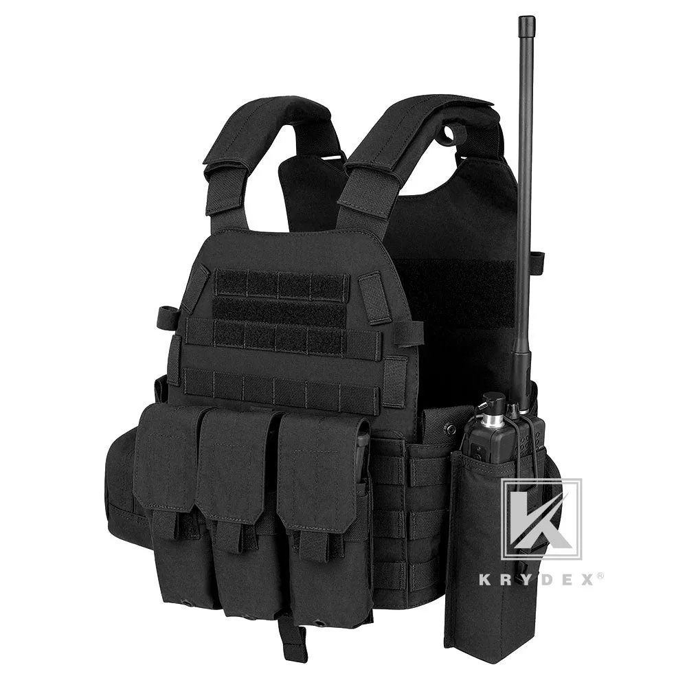 KRYDEX LBT-6094A Plate Carrier Molle Tactical Body Armor Combat Vest With Triple Magazine Pouch & Radio Pouch & General Purpose Utility Pouches