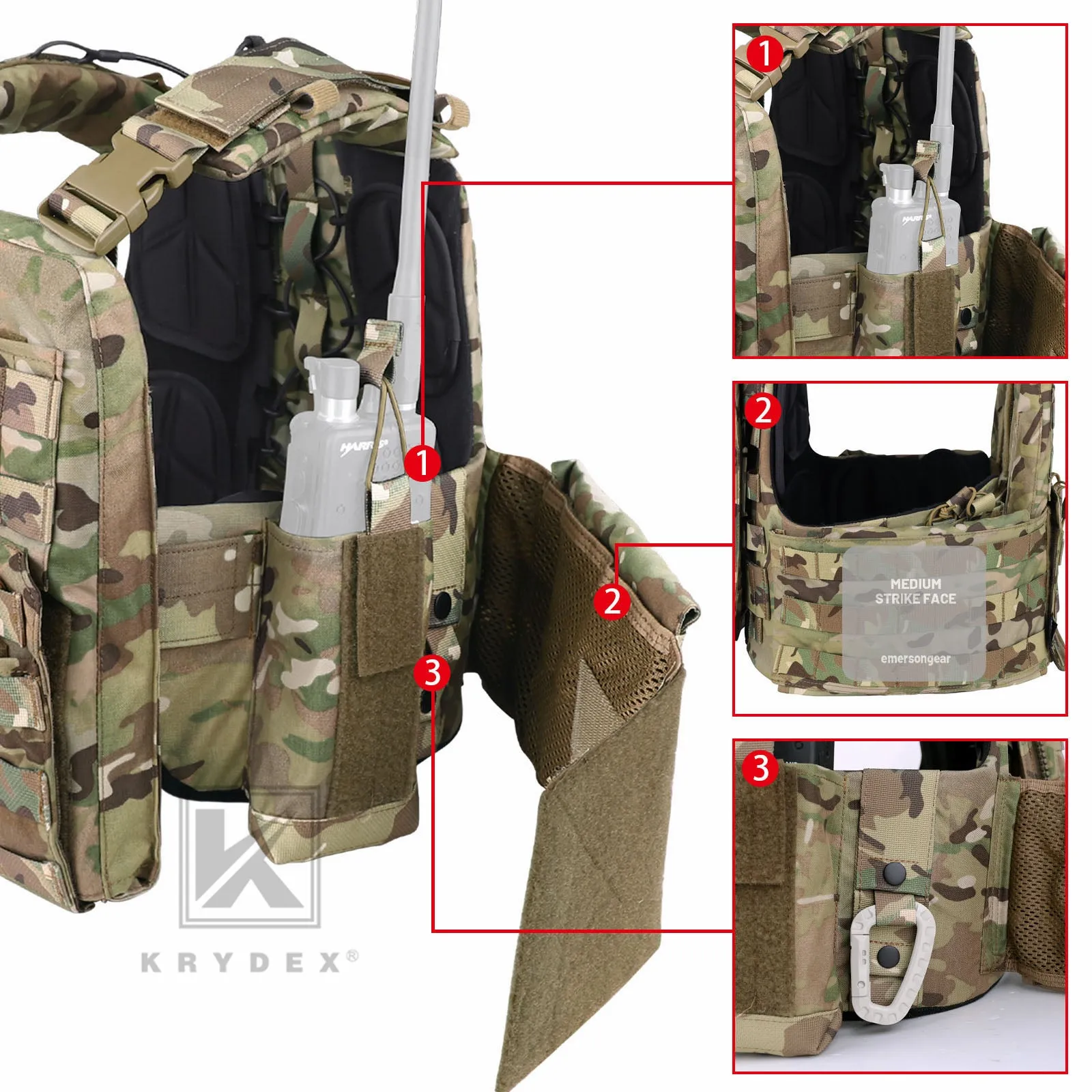 KRYDEX Tactical Plate Carrier Heavy Duty Modular MOLLE Vest