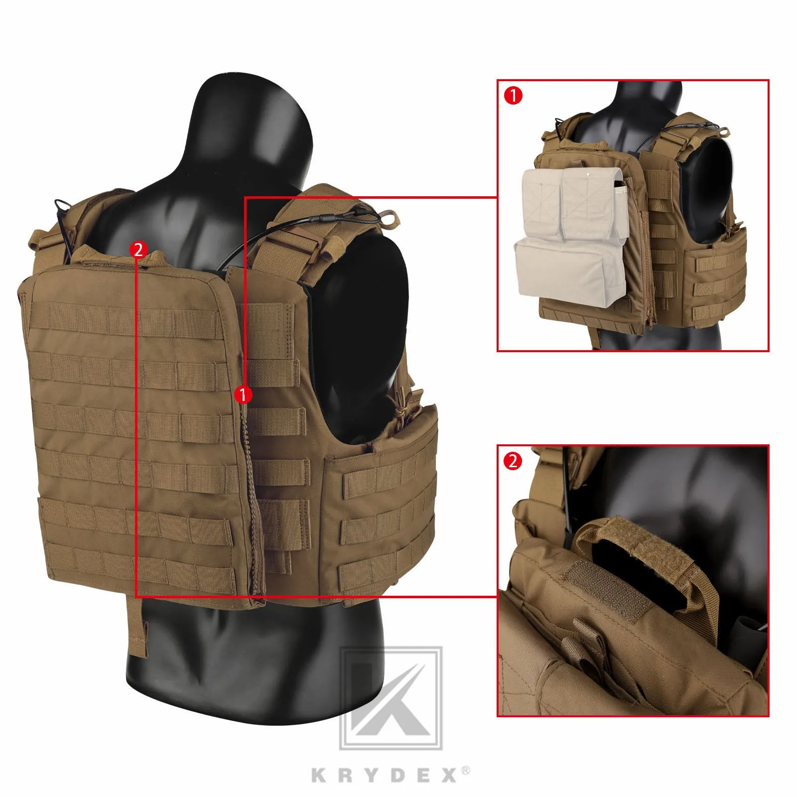 KRYDEX Tactical Plate Carrier Heavy Duty Modular MOLLE Vest