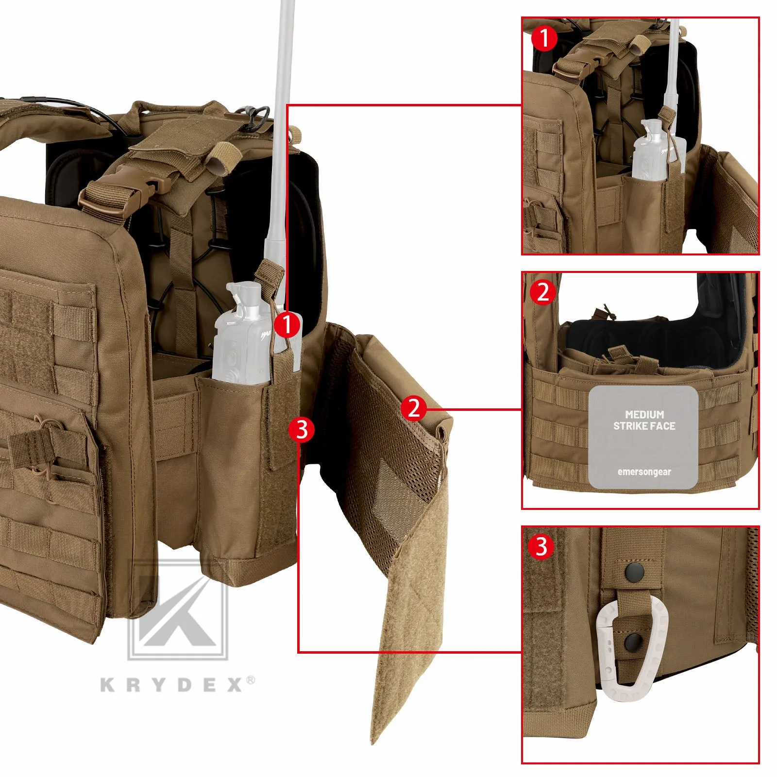 KRYDEX Tactical Plate Carrier Heavy Duty Modular MOLLE Vest