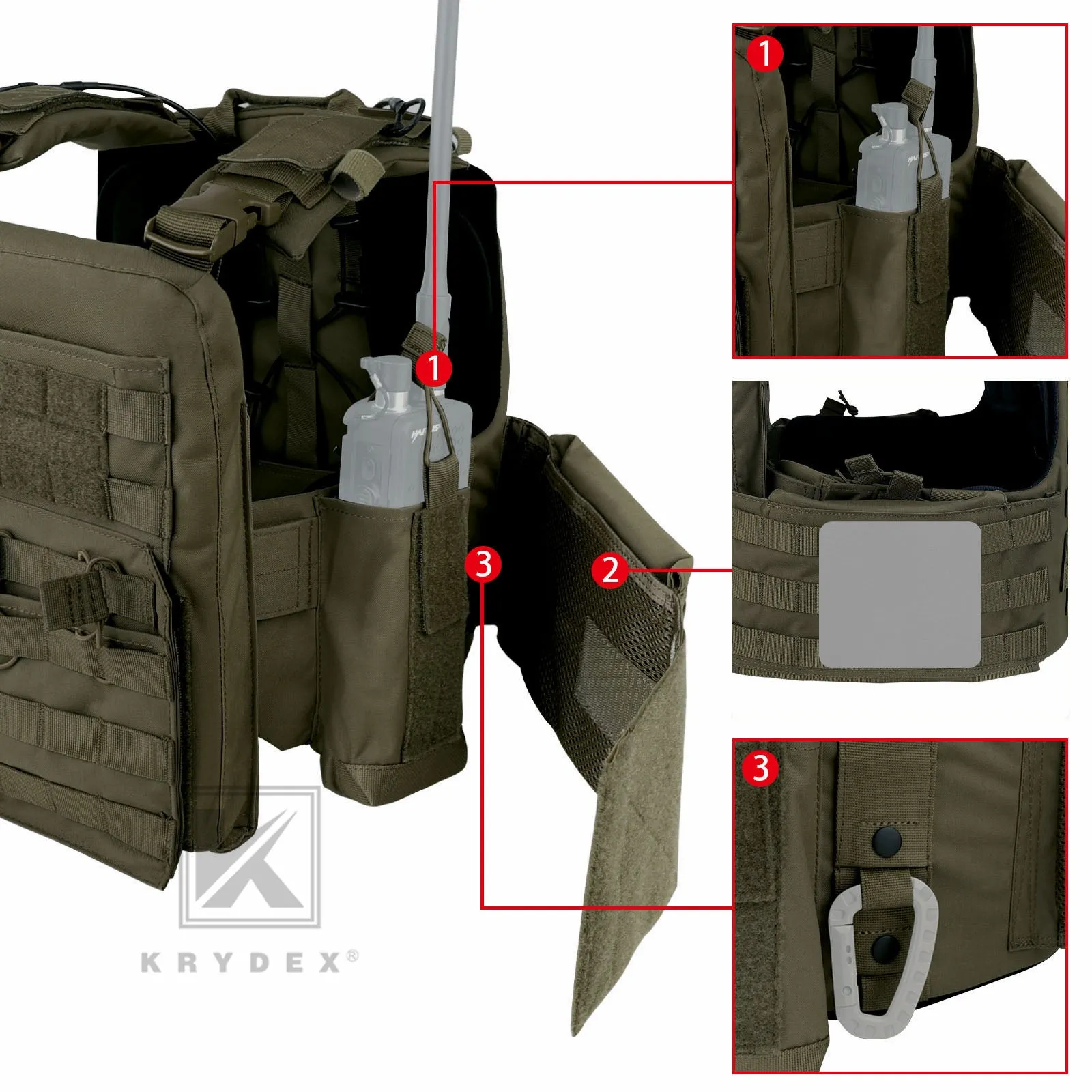 KRYDEX Tactical Plate Carrier Heavy Duty Modular MOLLE Vest