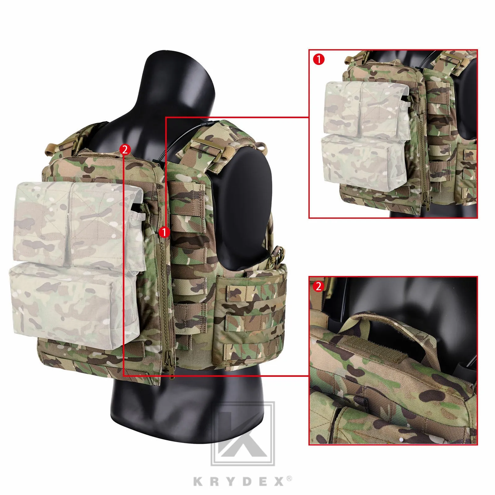 KRYDEX Tactical Plate Carrier Heavy Duty Modular MOLLE Vest
