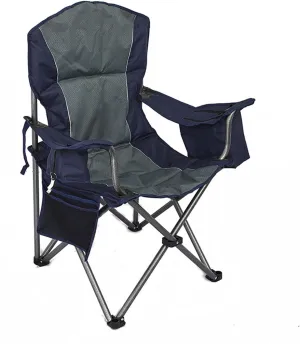 KtEli Oversized Fully Padded Camping Chair, Heavy Duty Cooler Bag Fold Chair Support 300 LBS，Folding/Portable Outdoor Camping Chair with Cooler Pouch, Mesh Backrest and Cup Holder Pocket