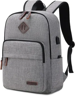 KYALOU Laptop Backpack, Lightweight Bookbag Casual Daypack for Men and Woomen, College with USB Charging Port - Gray
