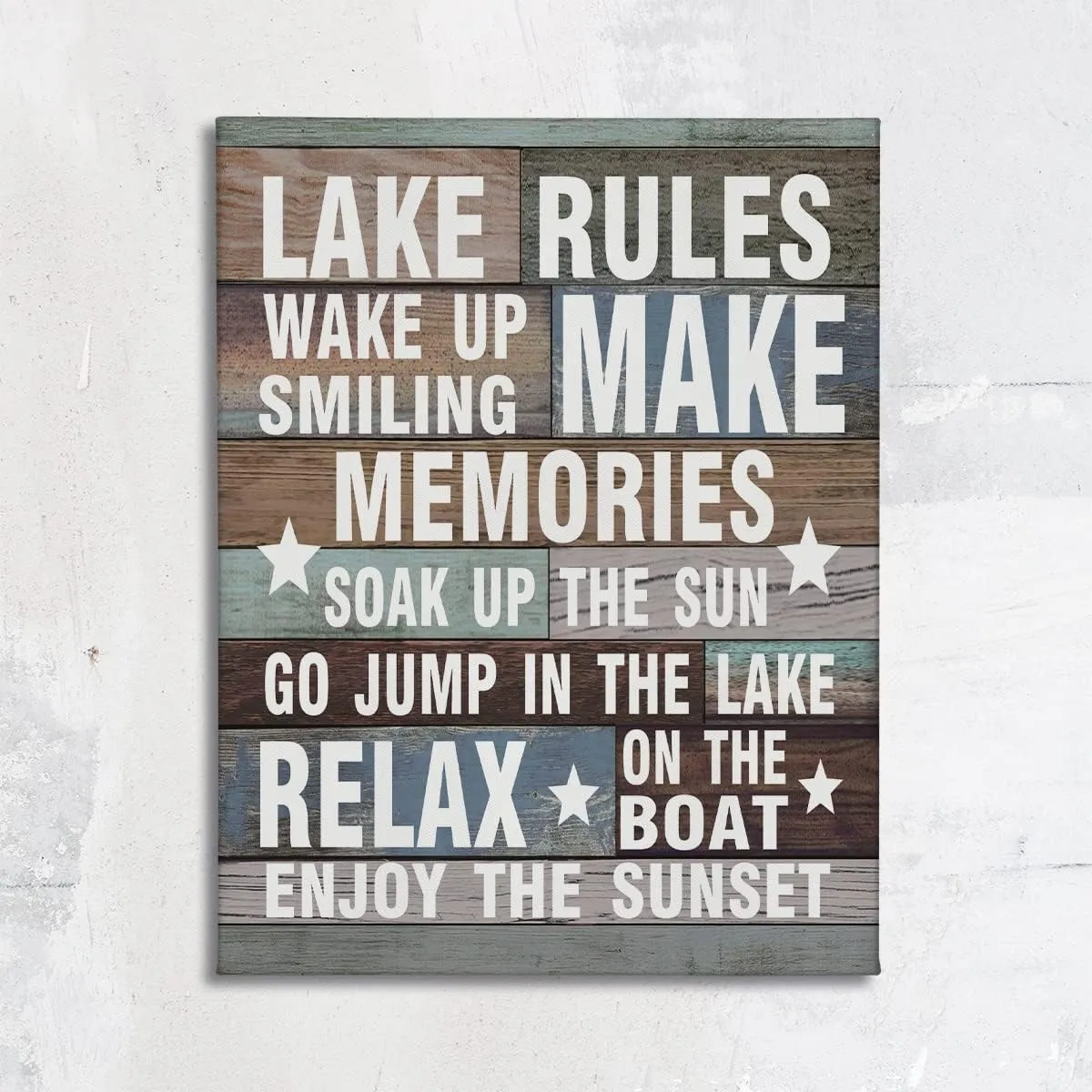 Lake Rules Canvas Wall Art Prints Artwork Signs Framed for Lake Porch Wall Decor Home Room Bathroom Decor,11 X 14 inch,Farmhouse Rustic Lake House Canvas Wall Decor,Lake Lovers Gift