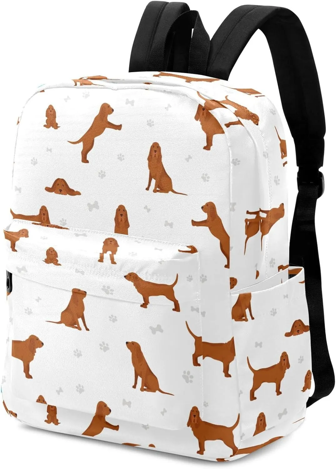 Laptop Backpack Different Poses Bloodhound Dogs Large Canvas Durable Travel Shoulder Daypack for School Books Sport Beach Work Hiking Fit 16.5 Inch Notebook