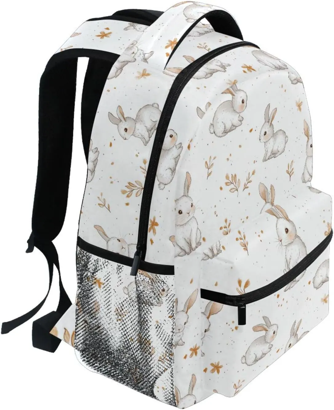 Laptop Backpack for Teens Boys Girls Waterproof Laptop Bookbag with Chest Strap for College Work Cartoon Sweet Lop-eared Rabbit White