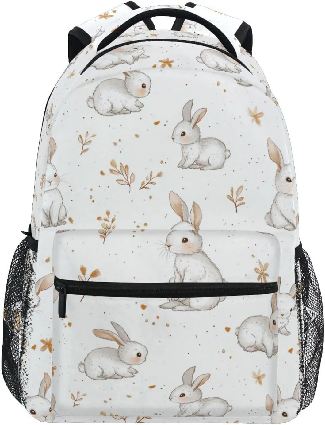 Laptop Backpack for Teens Boys Girls Waterproof Laptop Bookbag with Chest Strap for College Work Cartoon Sweet Lop-eared Rabbit White