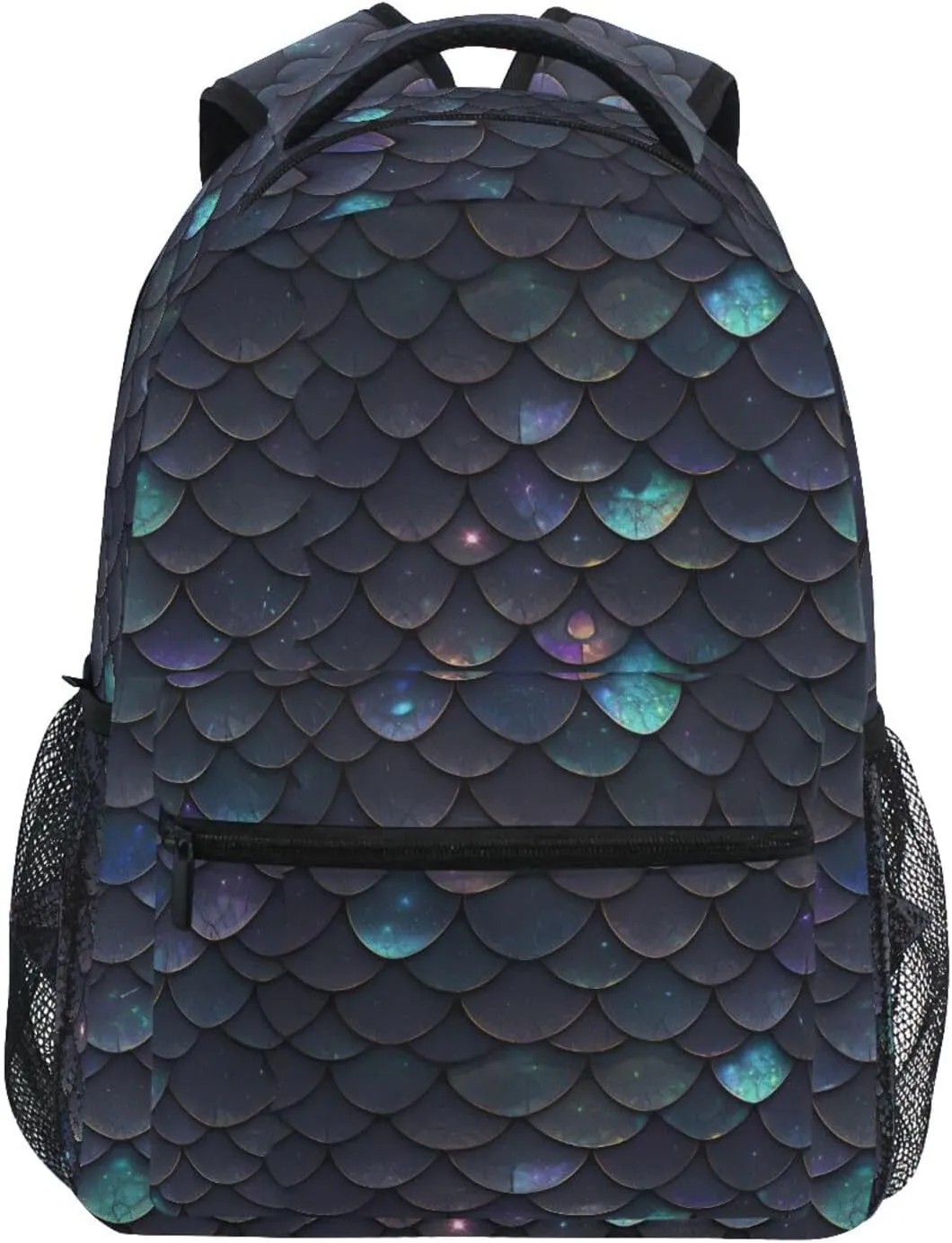 Laptop Backpack for Unisex Adult Fashion Personal Backpack with Chest Strap Gift Men & Women Black Scales Glittering