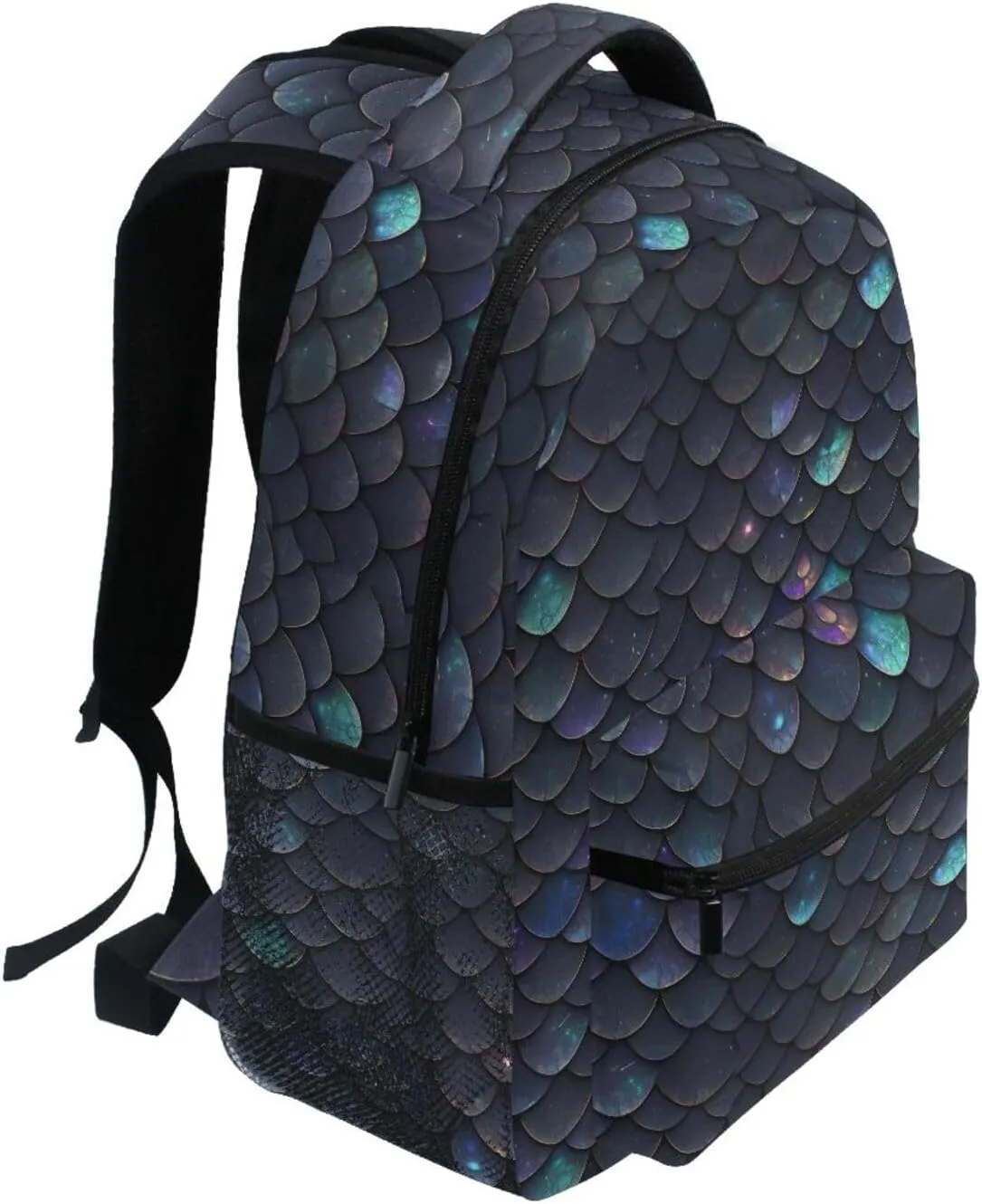 Laptop Backpack for Unisex Adult Fashion Personal Backpack with Chest Strap Gift Men & Women Black Scales Glittering