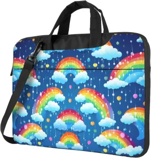 Laptop Bag 13-15.6 inch Laptop Shoulder Bag for Men Women Rainbow Clouds Raindrop Computer Bag Messenger Bag for Work