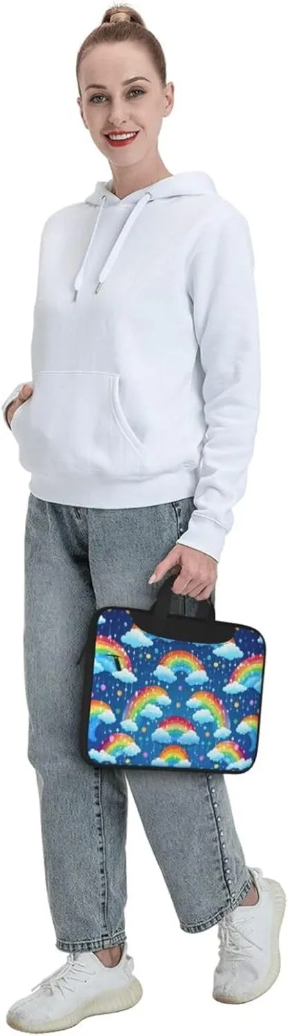 Laptop Bag 13-15.6 inch Laptop Shoulder Bag for Men Women Rainbow Clouds Raindrop Computer Bag Messenger Bag for Work