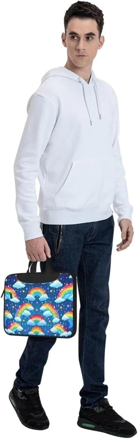 Laptop Bag 13-15.6 inch Laptop Shoulder Bag for Men Women Rainbow Clouds Raindrop Computer Bag Messenger Bag for Work