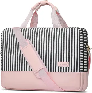 Laptop Bag for Women Computer Bags 15.6 Inch Laptop Case,Water Resistant Canvas Women Briefcase for Work,Business,Travel (Pink)