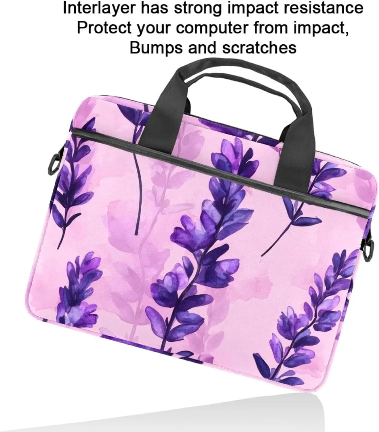 Laptop Bag Messenger Sleeve Watercolor Purple Butterflies on White Background Portable Tote Laptop Case Work Business Bag