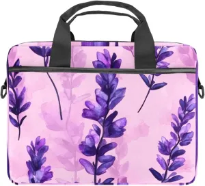 Laptop Bag Messenger Sleeve Watercolor Purple Butterflies on White Background Portable Tote Laptop Case Work Business Bag